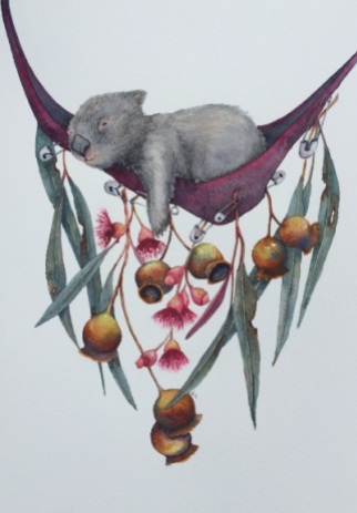 Hanging Out Quality, archival prints of Hanging Out are available at https://pjpaintings.com/collections/wombats/products/wombat-hanging-out